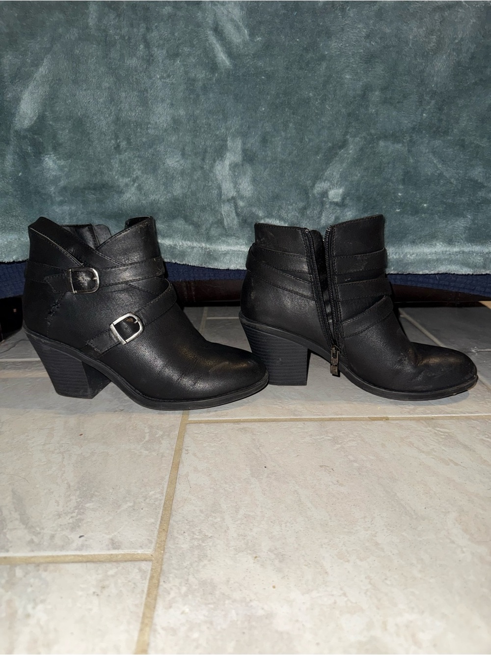 Jessica Cline Black Ankle Booties with Buckle Detail